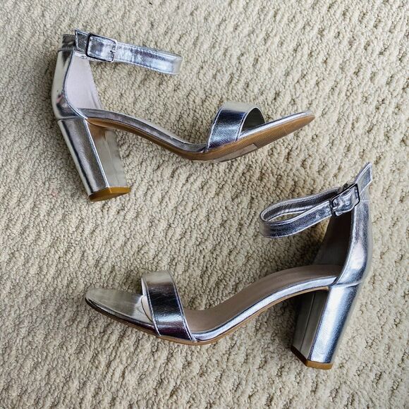 David’s Bridal High Heel Silver Metallic Sandals Dressy Strappy Party Shoes US 7 - Picture 7 of 10